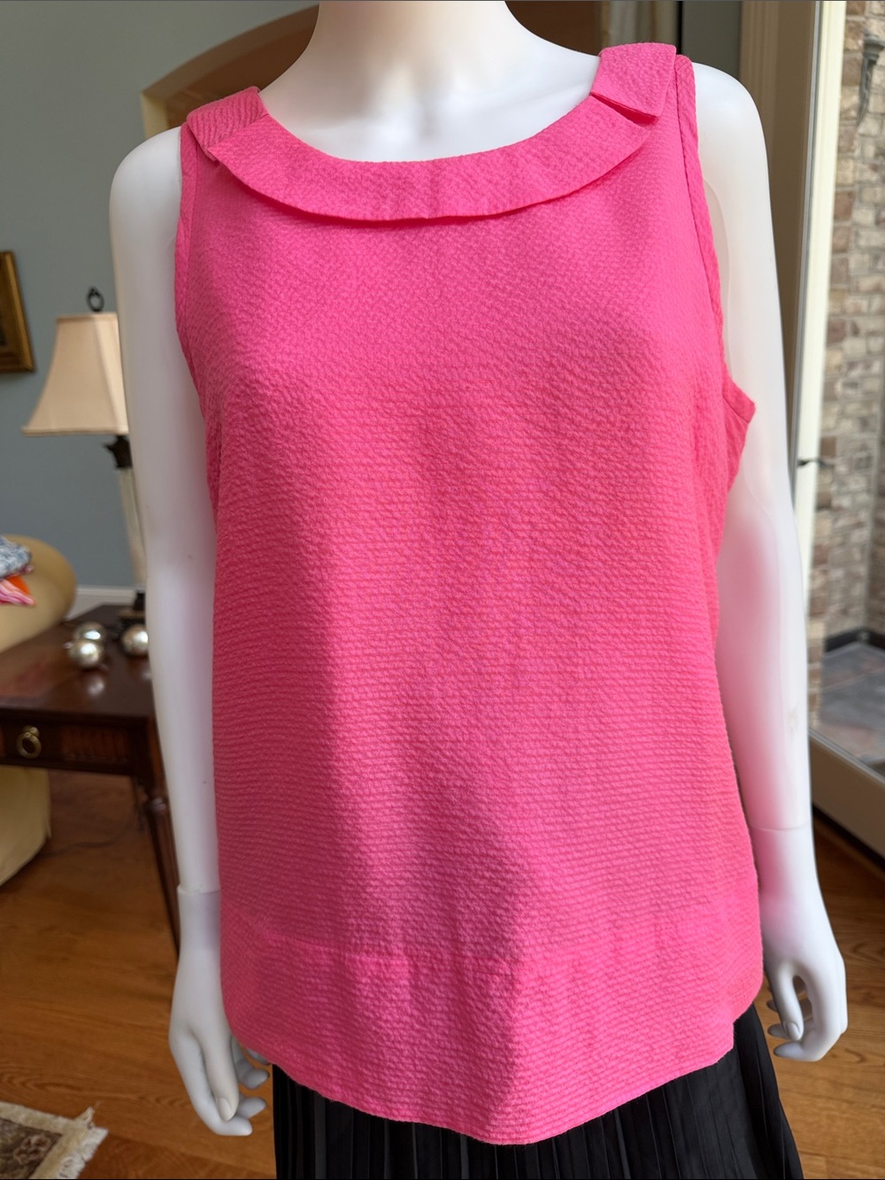 J. Crew Hot Pink Textured Sleeveless Shell